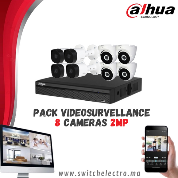 Pack de Videosurveillance DAHUA complet 8 caméras 2MP