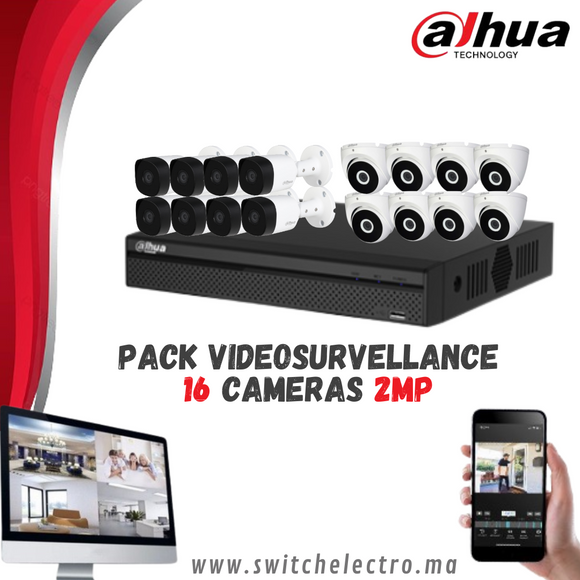 Pack de Videosurveillance DAHUA complet 16 caméras 2MP