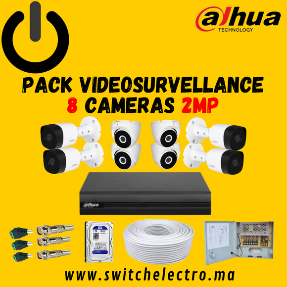 Pack de Videosurveillance DAHUA complet 8 caméras 2MP