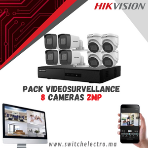 Pack de Videosurveillance HIKVISION complet 8 caméras 2MP