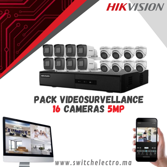 Pack de Videosurveillance HIKVISION complet 16 caméras 5MP