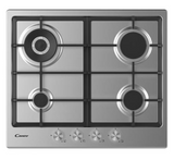 Plaque gaz Candy 4 feux 60 cm inox grilles fonte CHG6BRWPX