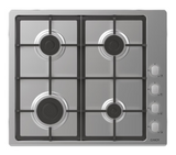 Plaque de cuisson Candy 4 feux 60 cm inox grilles fonte CHG6LX