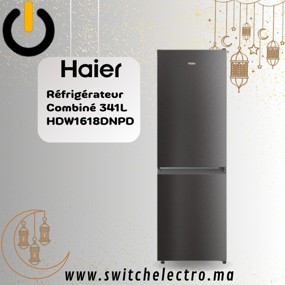 Réfrigérateur Haier combiné 341L No Frost 2D Inox Foncé
