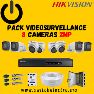 Pack de Videosurveillance HIKVISION complet 8 caméras 2MP