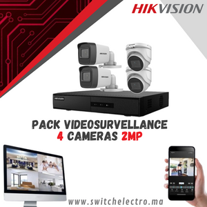 Pack de Videosurveillance HIKVISION complet 4 caméras 2MP