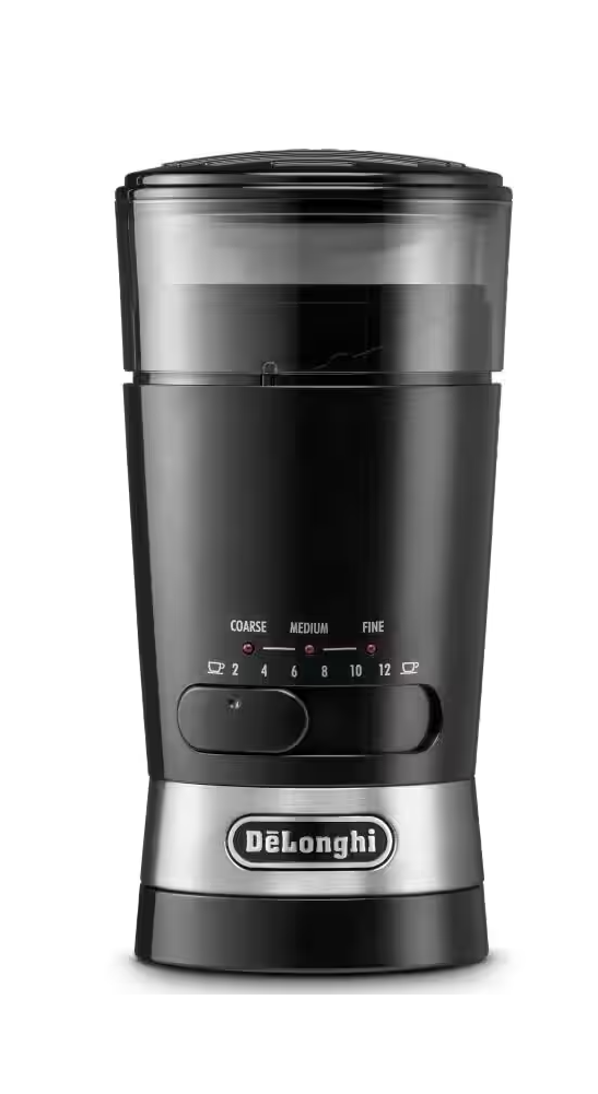 MOULIN À CAFÉ DELONGHI 90 GRAMMES, LAMES EN ACIER INOXYDABLE, RÉGLABLE D-KG210