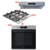 Pack Whirlpool (Four Électrique + Plaque 4 Feux Grille + Hotte 60cm Inox)